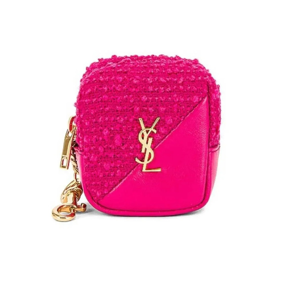 Saint Laurent Jamie Charm Pouch Boucle & Leather Magenta Pink - Picture 1 of 8